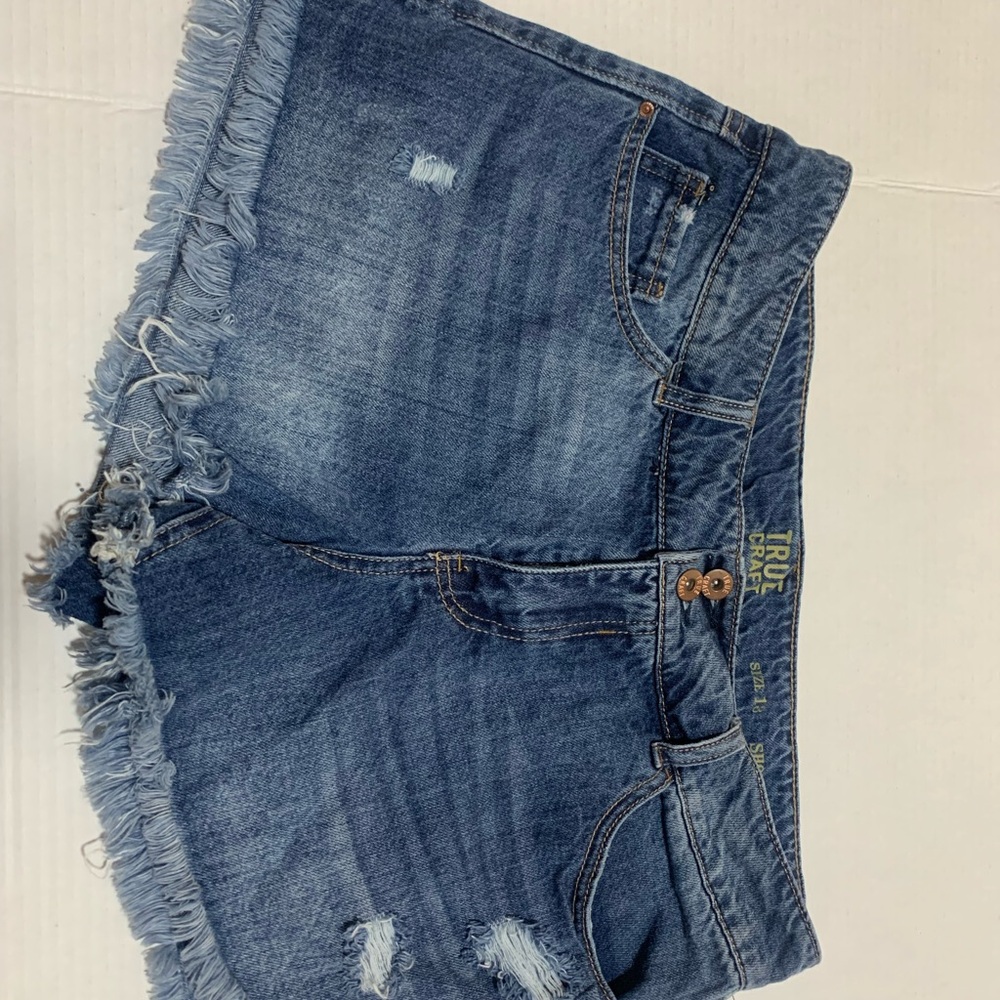True Craft Blue Distressed Denim Jean Shorts